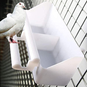 2 Pieces Plastic Pet Bird Food Bowl in Bird Cage(White)