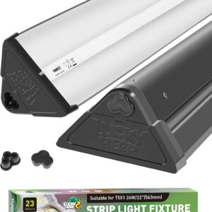 LUCKY HERP T5 Reptile Light Fixture Combo Kit 24W, 30% UVA+10% UVB Light Reptile Kit(Up to 200%), 100-250V UVA UVB Reptile Light for Amphibian, Tortoise, Lizard, Bearded Dragon