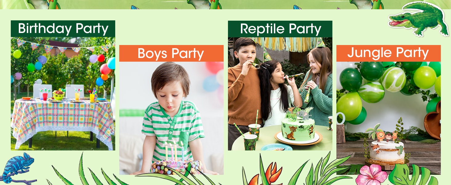 boys reptile birthday party, kids jungle party, summer camping party, wildlife theme party, 