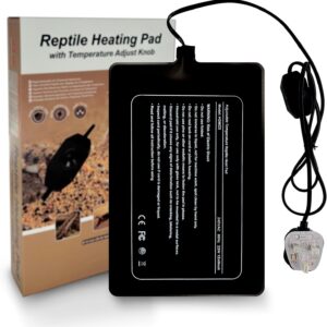 FIPASEN Reptile Heating Mat with Temperature Adjustment, 8x12 Inch Terrarium Heat Mat for Tortoise/Snakes/Lizard/Gecko/Hermit Crab/Frog/Spider/Insect Breeding/Plant Box - Upgraded Reptile Heating Pad