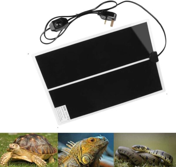 Reptile Heating Mat with Temperature Adjustment, PeSandy 20W Non-Adhesive Heat Pad for Reptiles Tortoise Snakes Lizard Gecko Hermit Crab Turtle Amphibians - Removable Under Tank Heat Pad(16.5x11 inch)