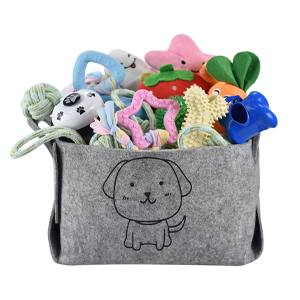 24 puppy toys with bin