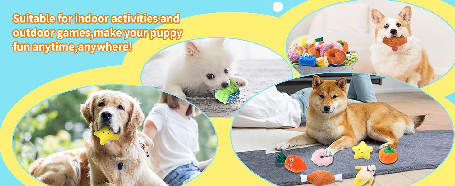 Squeaky Plush Dog Rope Toys Set