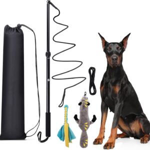 KOXXUD Flirt Pole Dogs, Dog Flirt Pole Extra Strong for Large Medium Small Dogs to Keep the Dog Entertained and Physically Exhausted Rope+Beaver