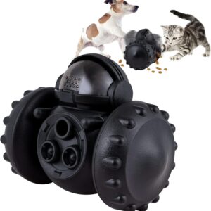 Leipple Interactive Dog Toy Treat Dispensing Puppy Toys Automatic Durable Puzzle Toy Slow Feeder for Improve IQ, Reduce Boredom, Small Medium Dogs Cats (Black)