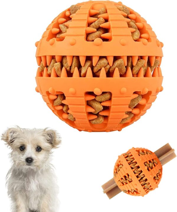 Bojafa Dog Toy Treat Dispenser Ball - 8CM Puppy Toys For Boredom Interactive Dog Puzzle Feeder Toys For Small Medium Large Dog Rubber Dog Food Dispensing Chew Toy Dog Games Pet Activity Toy