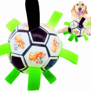 LZHDZQD Dog Toys, Toy Balls for Dogs, Dog Football Toys with Grab Tabs for Indoor Outdoor Garden Water Beach Play Tug, Interactive Dog Toys For Boredom For Small Medium Dogs (Black)