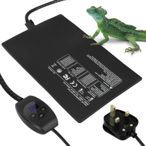 8x12inch Reptile Heat Mat with Digital Thermostat,23W Terrarium Heat Mat with IPX7 Waterproof for Gecko/Bearded Dragon/Snake/Lizard/Hermit Crab/Frog/Spider/Insect Breeding/Plant Box,Habistat Heat Mat