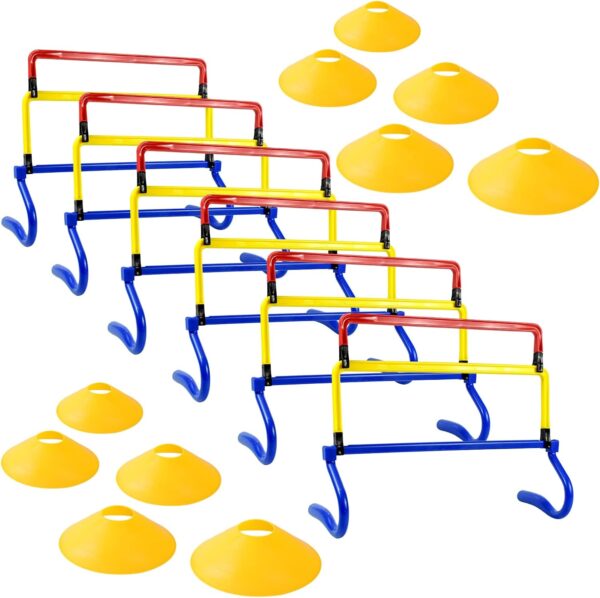 ASENVER 6 Pack Multicolor Agility Hurdles 4 Height Adjustable Speed Training Hurdles Fitness & Speed Training Equipment