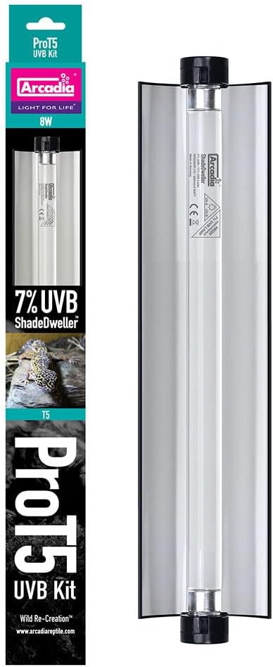 Arcadia Reptile - ShadeDweller Pro T5 UVB Kit - Includes 7% T5 UVB ShadeDweller Lamp - Built in Reflector - Easy to Use - Includes Fitting Kit & Link Cable - Suitable for Shade Dwelling Species