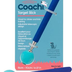 Coachi Target Stick, Telescopic Design with Large Ball for Target, Dog Accessory for Clicker & Agility Training, Teach Commands and Tricks, Navy/Light Blue