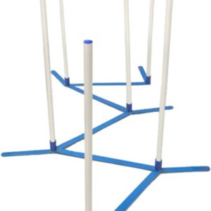 Cool Runners Agility Weave Poles Adjustable 6 Pole Set with Carrying Case and Grass Stakes, Blue/Yellow, 1 Count (Pack of 1)