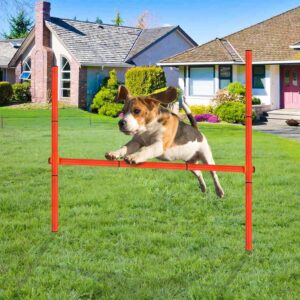 Dog Agility Hurdle, Adjustable Height Dog Jump Training Obstacle Course Beginner Kit, Dog Agility Course Backyard Set with Carrying Bag, 3.9ft High/3.4ft Wide