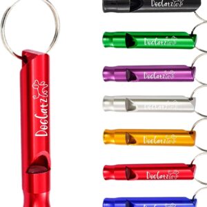 DogCatz Loud Dog Whistle Training, Pet Puppy, Cat, Dogs Trainer Whistles Device, for Obedience, Recall, Stop Barking, Metal No Frills Range: Red, Black, Purple, Blue, Gold, Silver, Green