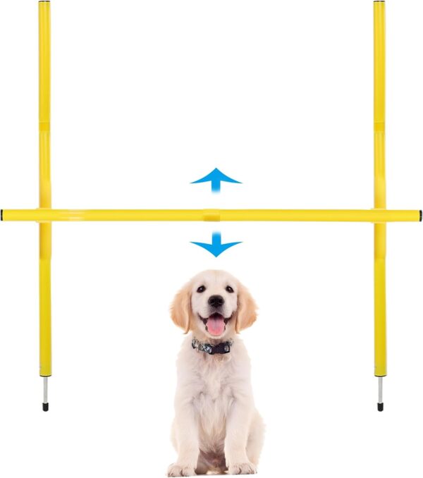 Frebuta Dog Agility Training Equipment ，54 in Long Dog Agility Jumps Adjustble Thickened Tubes Agility Course Set for Backyard Pet Outdoor Games for Backyard Dog Agility Hurdle Sturdiness 34 in Width