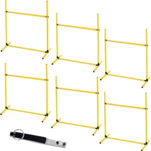 Halloscume 6 Pcs Dog Agility Bar Jump 38 x 25.4 x 38.4 Inch Dog Agility Training Equipment Adjustable Dog Hurdles with Hurdle Bag and Whistle for Indoor Outdoor Pet Obstacle Course (Yellow)