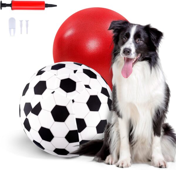 Juome Herding Ball for Dogs, 10" Dog Herding Balls with Soccer Cloth Cover Hand Pump, Interactive Dog Toys for Small & Medium Dogs