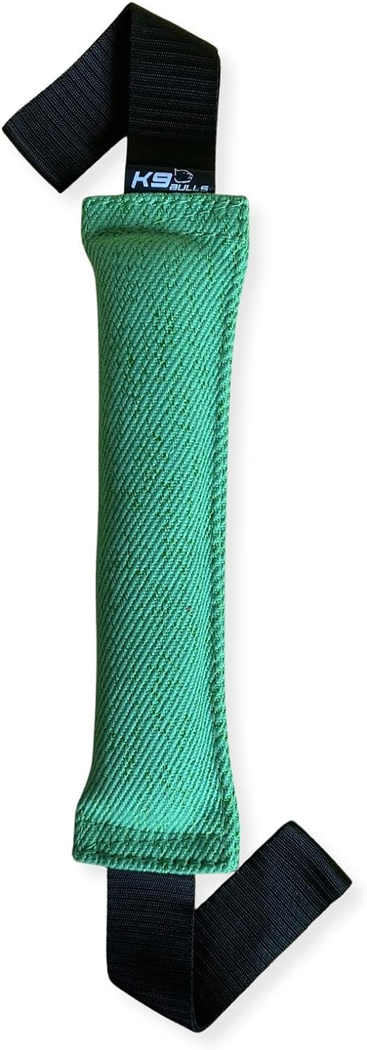 K9BULLS Dog Tug Toy for Interactive Tug of War - Tear Resistant French Linen - Super Durable Yet Soft for Dog's Teeth. Perect for :Tug of War, Schutzhund,Agility,Ring Sport,PoliceK9,and More. -Green-