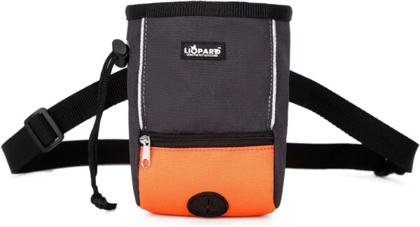 LIOPARD Puppy Small Waterproof Fanny Pack Dog Accessories Large Treat Bags Training Pouch Waist Waste Bags with Dispenser Walking Poop Food Storage Agility Equipment Pet Supplies Toy Belt (Orange)