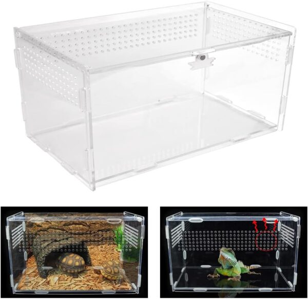 LYTIVAGEN Insect Feeding Box Acrylic Reptile Breeding Box Reptile Terrariums Transparent Reptiles Habitat Vivarium Acrylic Terrarium Containers for Spide, Lizard, Scorpion, Centipede (12 * 12 * 20cm)