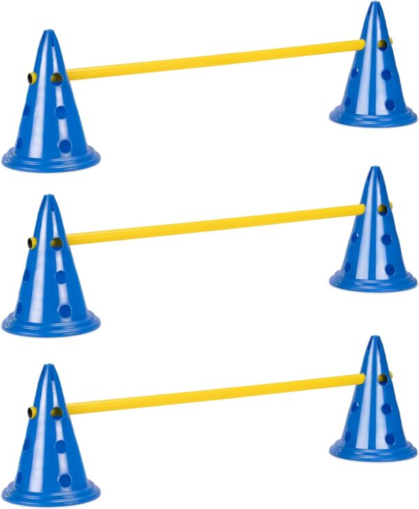 Navaris Dog Agility Equipment Set - Cone and Pole for Training and Exercise Jumps - Plastic Dog Agility Beginner Course - 6x Cones, 3x Poles