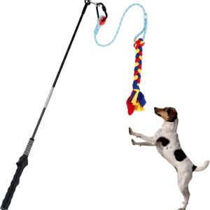 Oursouion Flirt Pole Dogs,Flirt Pole with Dog Rope - An Outdoor Interactive Dog Toy for Chase and Drag Training, Durable Cotton Rope for Small, Medium, and Large Dogs