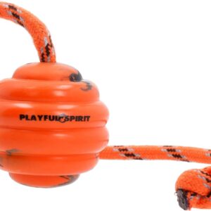 PlayfulSpirit Durable Natural Rubber Ball on a Rope - Perfect Dog Training, Exercise and Reward Tool - Medium Size Dog Toy for Fetch, Catch, Throw and Tug War Plays – Happy Playtime Guaranteed