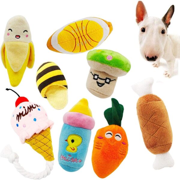 Squeaky Dog Toys, Pet Puppy Plush Sound Chew Toy Set for Small Medium Dogs and Cats Colours Vary (8 Pack Colors)