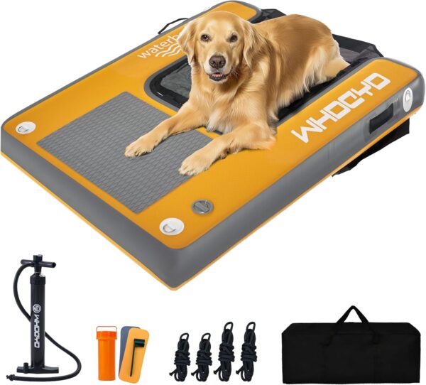 WHDCYD Inflatable Pup Plank Dog Float Floating Ramp Ladder for Pools Boats Docks | Dog On Water Ladder Steps | for Swimming Pets Up to 200 Pounds | Claw Friendly Safe & Easy for Large Dogs