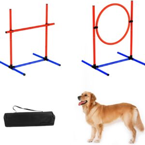 mioule 2 Pack Dog Agility Training Equipment for Dogs, Dog Indoor Outdoor Backyard Agility Jumps Exercise Equipment