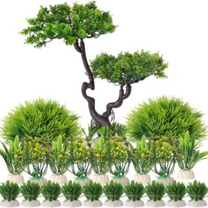 BEGONDIS 25Pcs Artificial Aquarium Plants Tree Set, Artificial Plastic Plants Fake Aquatic Plants Artificial Fish Tank Plants for Aquarium Decorations