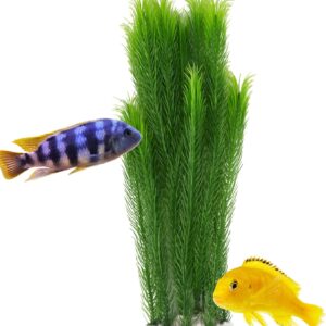 Mascot Pets 40cm Life LIke Tall Large Green Plastic Artificial Plant Wild Bush Reeds for Aquarium Fish Tank Aquatic Greenery Décor Decoration Water Grass Plants Hide