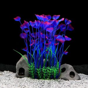 Large Aquarium Plants Artificial Plastic Fish Tank Plants Decoration Ornament Plastic Vivid Simulation Plant Creature Aquarium Landscape 40cm x 18cm - Blue