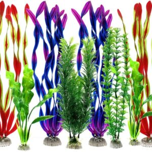 Artificial Aquatic Plants - Large Aquarium Plants Plastic Fish Tank Decorations - Vivid Simulation Plant Creature Aquarium Landscape - Home Decor Plastic Assorted Color - 10Pcs