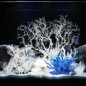 BEGONDIS 8 Pack Artificial Coral Ornament, Aquarium Plasitc Water Plants for Fish Tank Decorations (White Set)