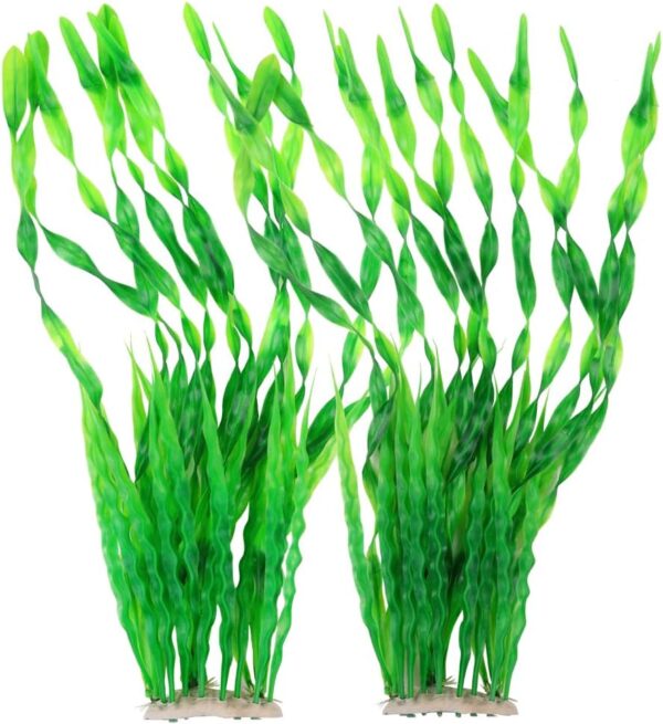 BEGONDIS 2 Pcs 56CM Extra Long Artificial Water Plants Green Seaweed, Aquarium Plastic Fish Tank Decorations