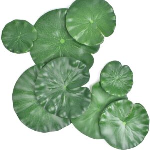 JIABEIUS 8 Pcs Pond Plants, 4 Size Artificial Lotus Leaves, Floating Foam Ornament Lily Pads Foliage Pond Decor Water Lily Leaves for Patio Koi Fish Pond Pool Aquarium Decoration