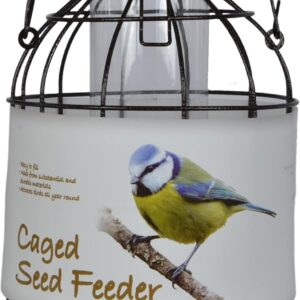 Green Jem Dome Caged Seed Wild Bird Feeder, Designed To Deter Squirrels And Also Larger Garden Birds Such As Pigeons And Doves, Hammertone