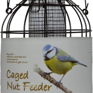 Green Jem Dome Caged Peanut Wild Bird Feeder, Designed To Deter Squirrels And Also Larger Garden Birds Such As Pigeons And Doves, Hammertone