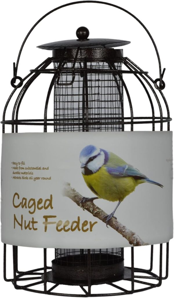 Green Jem Dome Caged Peanut Wild Bird Feeder, Designed To Deter Squirrels And Also Larger Garden Birds Such As Pigeons And Doves, Hammertone