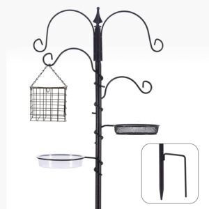 Bird Feeder Station Kit Bird Feeding Station with Deluxe Feeders Metal Feeder Pole with Suet Cage,Bird Feeder Tray