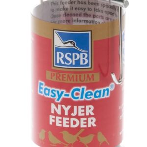 RSPB 68483197 Premium Hanging Nyjer Seed Feeder, Easy Clean, Aluminium, bird seed niger feeder. supporting charity. Wild bird, for use in gardens & outdoors pouches,Green, 9-inch