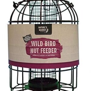 HomeZone® NUT Bird Feeder with Cage Safe Guard Outdoor Cage Pest Guard for Garden (Dark Green)