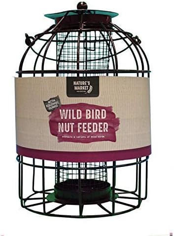 HomeZone® NUT Bird Feeder with Cage Safe Guard Outdoor Cage Pest Guard for Garden (Dark Green)