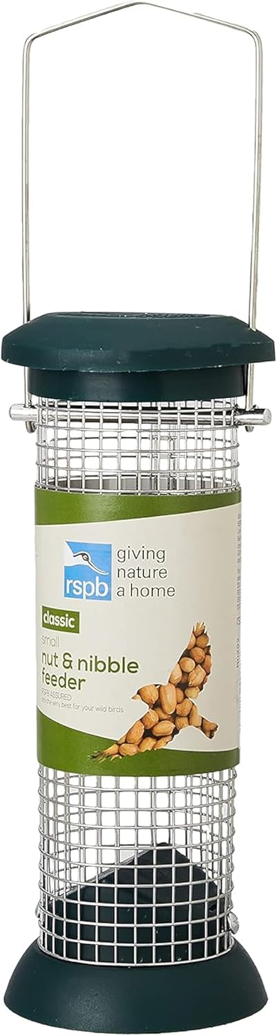 Peanut Feeder for Birds, Hanging Bird Feeder, Easy to Clean, Also Suitable for Feeding Suet Nibbles and Sprinkles, Durable with Metal Mesh (330g) - RSPB