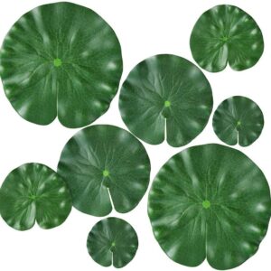 8 Pcs 4 Size Artificial Floating Plants Lotus Leaf Realistic Water Lily Pads for Home Garden Ponds Pool Aquarium Fish Tank Landscape Decorations