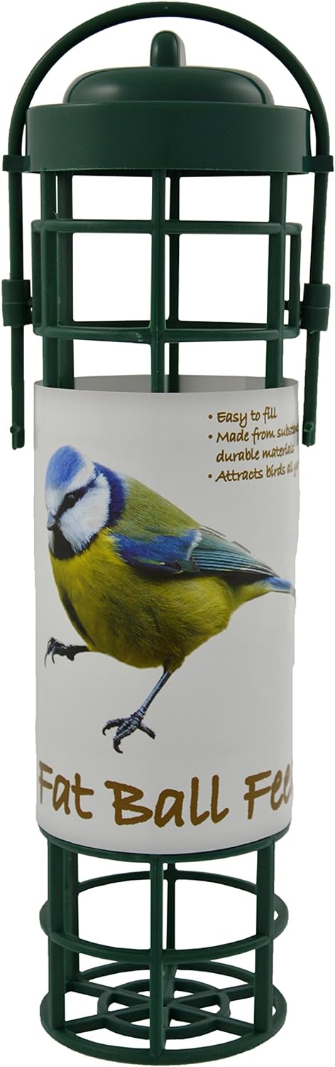 Green Jem Plastic Fat Ball Wild Bird Feeder, Easy to Fill and Clean, Attracts Many Species of Garden Birds.