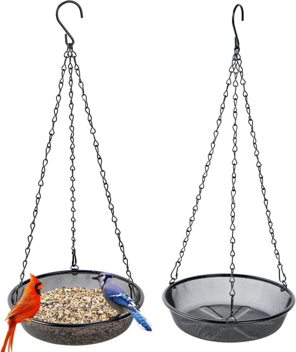 HH-LIFE 2 pcs Metal Mesh Hanging Bird Feeder Tray Food Platform for Bird Feeders, Outdoor Garden Decoration for Wild Backyard Attracting Birds (Ø21.5cm)