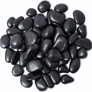 LATERN 1KG Natural Pebbles, Black Polished River Stones Decorative Pebbles River Rocks for Bamboo Plants, Fish Tank, Vase Fillers, Fairy Garden, Aquarium Decor