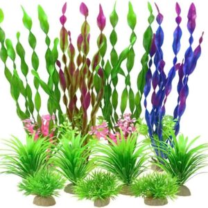 Lahviuu Aquarium Plants Decorations,11 pcs Fish Tank Accessories Fish Tank Plastic Plants Artificial Aquarium Plants Ornaments Artificial Aquatic Plants,for Aquarium Decorations